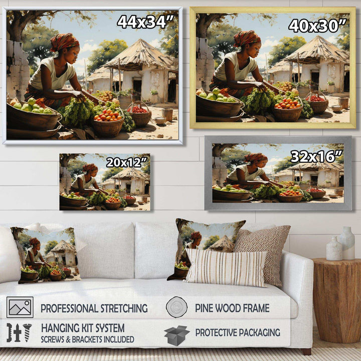 African Vibrant Market III - People Canvas Wall Art