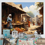 African Vibrant Market II - People Canvas Wall Art