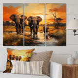 African Elephant Prairies IV - Multi-Panel Canvas Prints