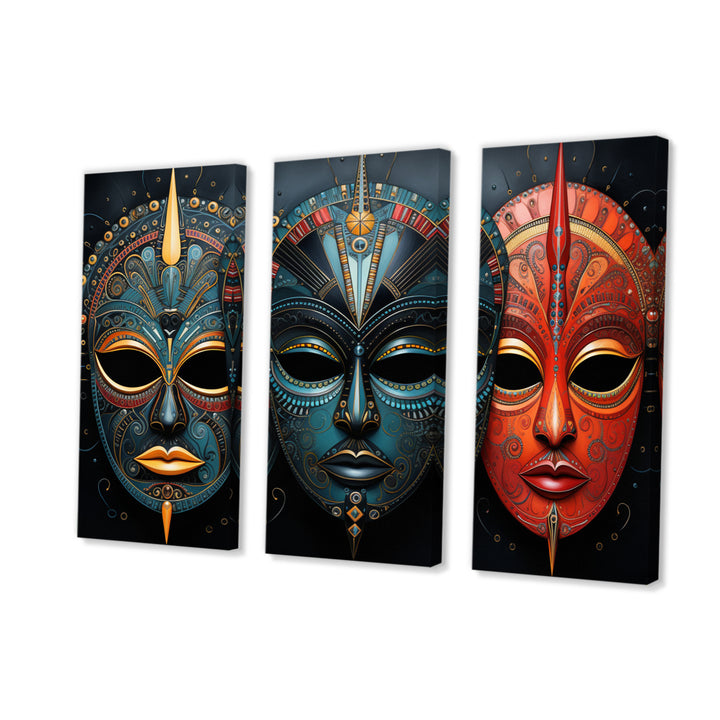 Red African Masks III - Multi-Panels