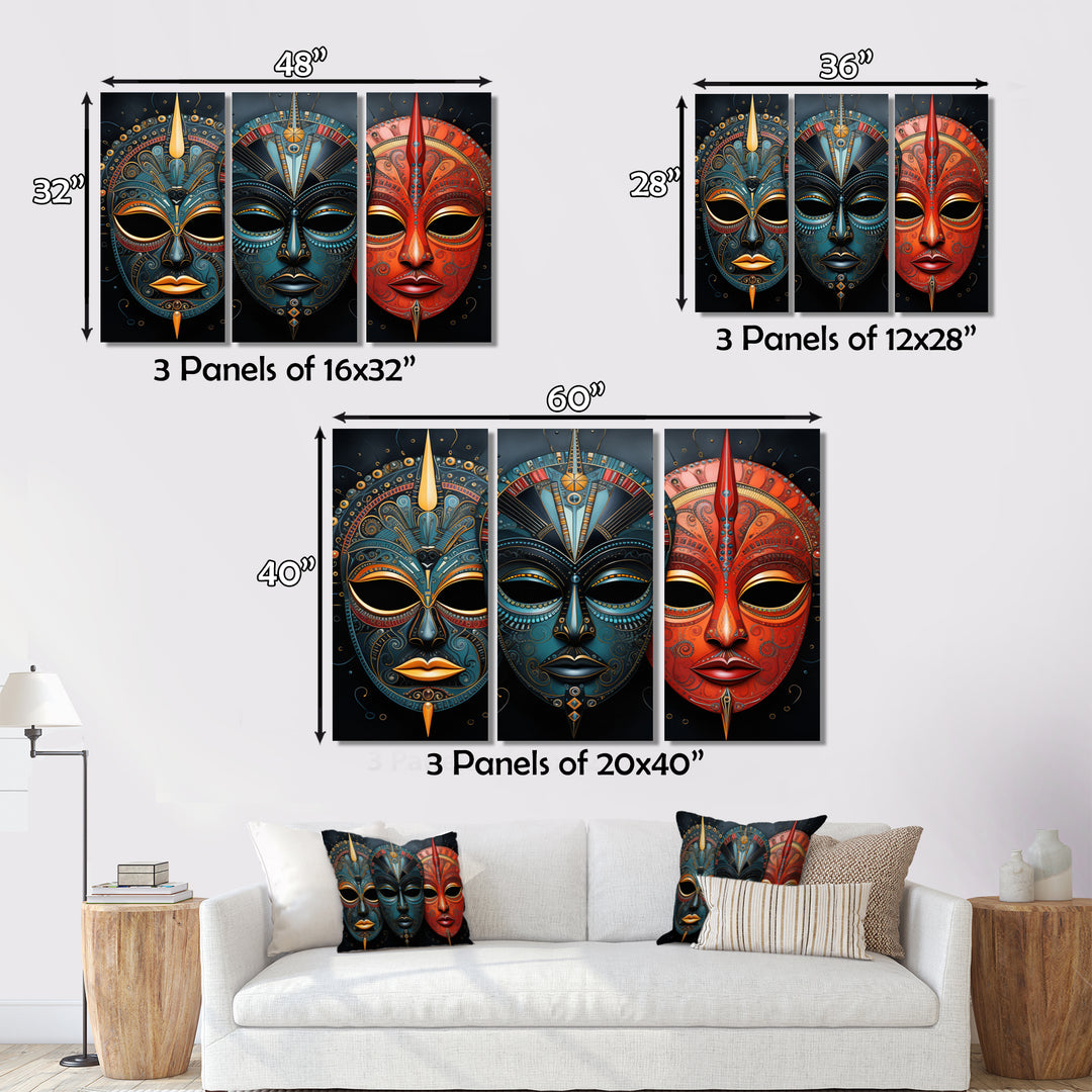 Red African Masks III - Multi-Panels