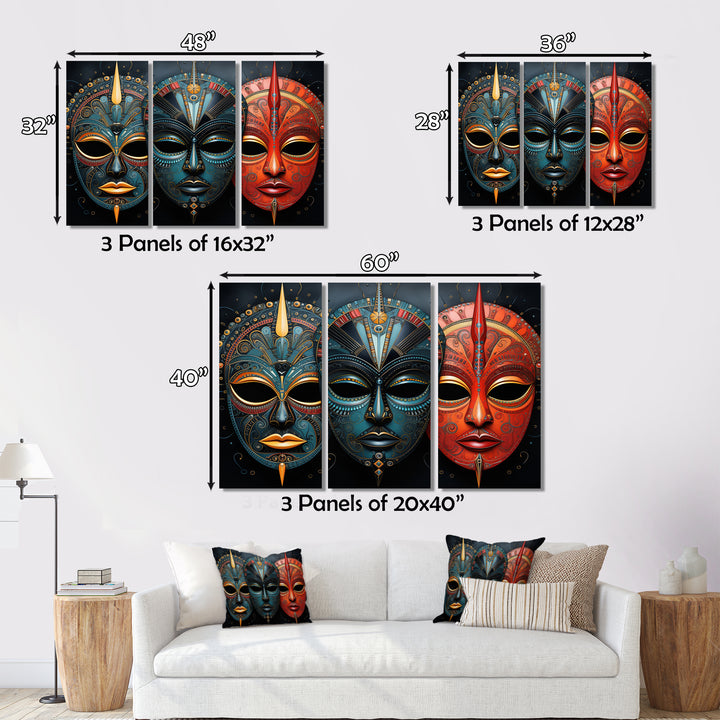 Red African Masks III - Multi-Panels