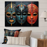 Red African Masks III - People Canvas Wall Art