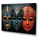 Red African Masks III - People Canvas Wall Art