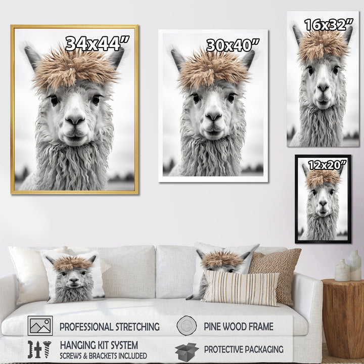 Curious Alpaca - Beige Alpaca Wall Art