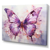 Purple Animal Amethyst Butterfly Delicate - Animals Canvas Wall Art