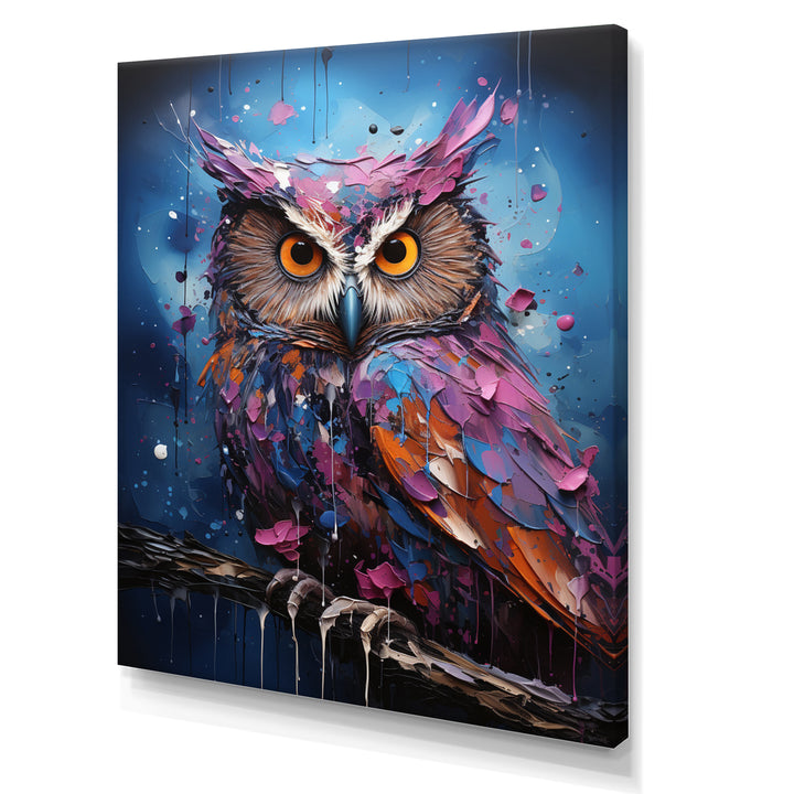 Purple Grey Animal Amethyst Owl Drips - Owl Bedroom Wall Art
