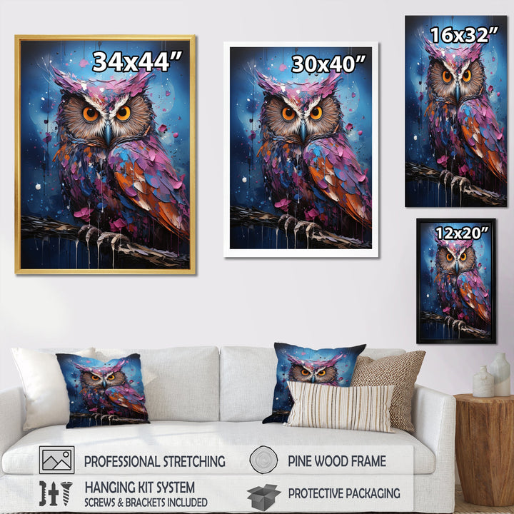 Purple Grey Animal Amethyst Owl Drips - Owl Bedroom Wall Art