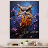 Purple Animal Amethyst Owl Drips - Owl Canvas Wall Art