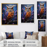 Purple Animal Amethyst Owl Drips - Owl Canvas Wall Art