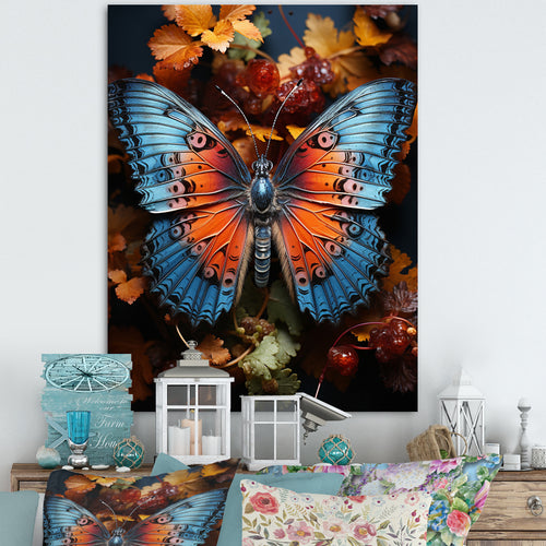 Orange Turquoise Animal Butterfly - Orange Butterfly Wall Art