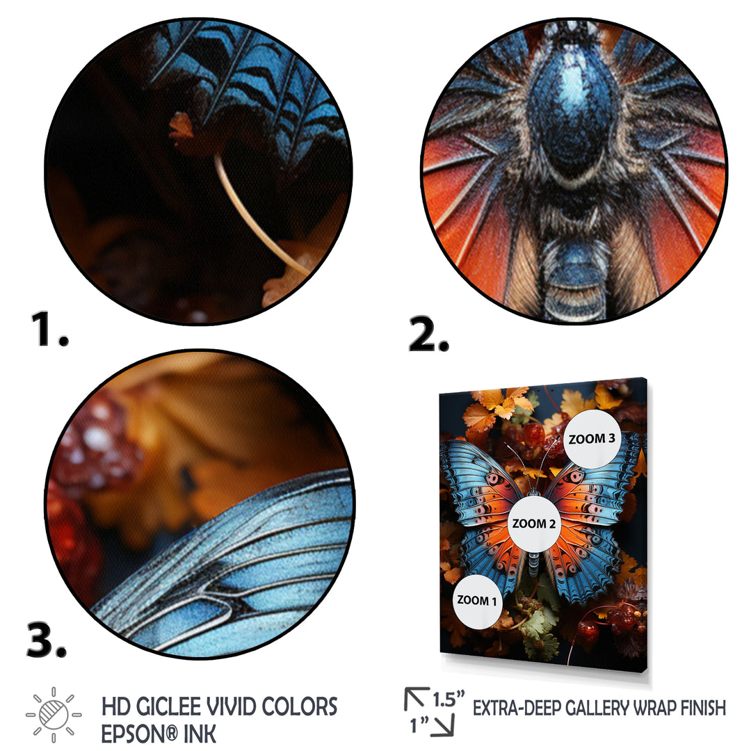 Orange Turquoise Animal Butterfly - Orange Butterfly Wall Art