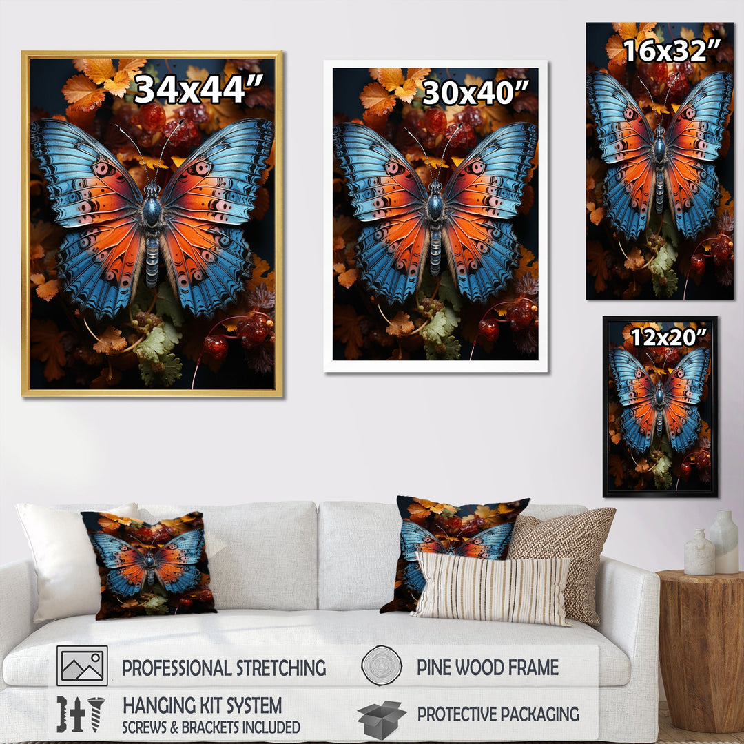 Orange Turquoise Animal Butterfly - Orange Butterfly Wall Art