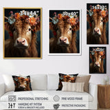 Cow Flower Crow - Brown Cow Wall Art