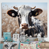 Cow Flower Grazing - White Cow Wall Art