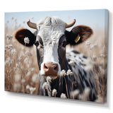Cow Flower Grazing - White Cow Wall Art