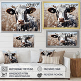 Cow Flower Grazing - White Cow Wall Art