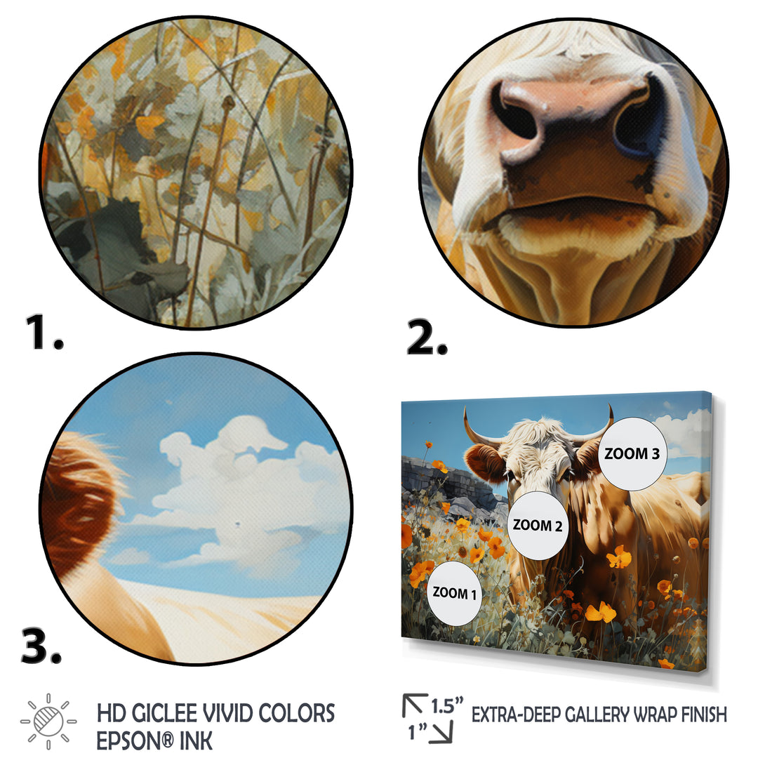 Cow Meadow Serenity - Cow Large Canvas Wall Art
