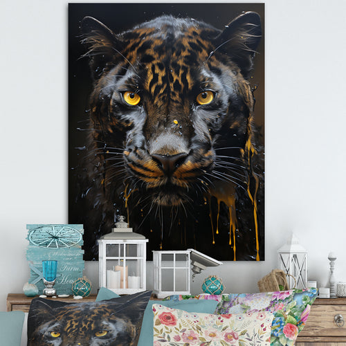 Ebony Panther Drips - Panther Canvas Wall Art