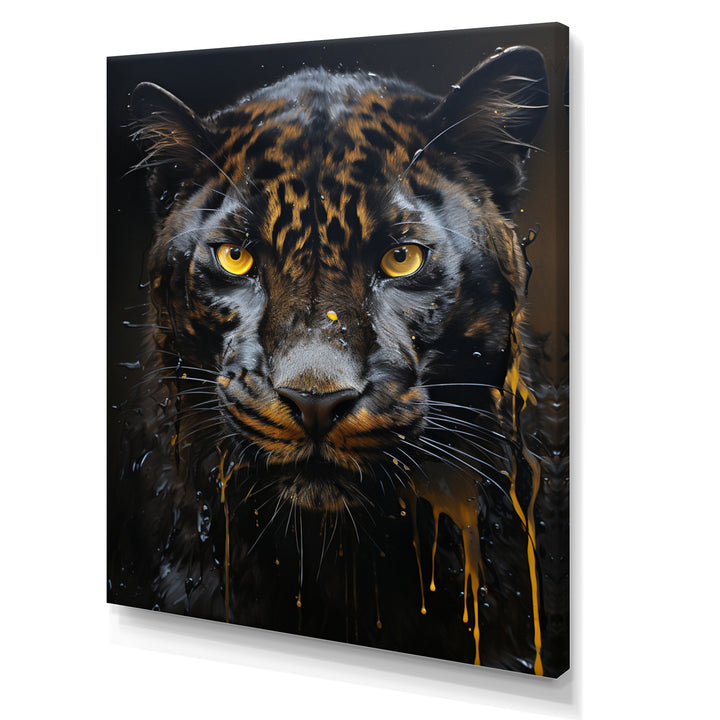 Ebony Panther Drips - Panther Canvas Wall Art