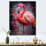 Fuchsia Flamingo Intense Artdeco - Animals Canvas Wall Art