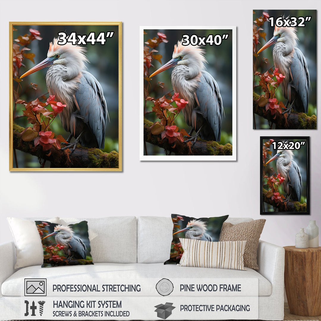 Grey Coral Animal Heron - Heron Home Decor Art