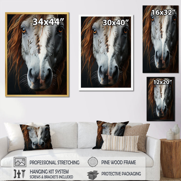 Grey Brown Horse Serenity - Horse Canvas Wall Art