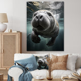 Grey Teal Animal Manatee - Manatee Wall Art Prints