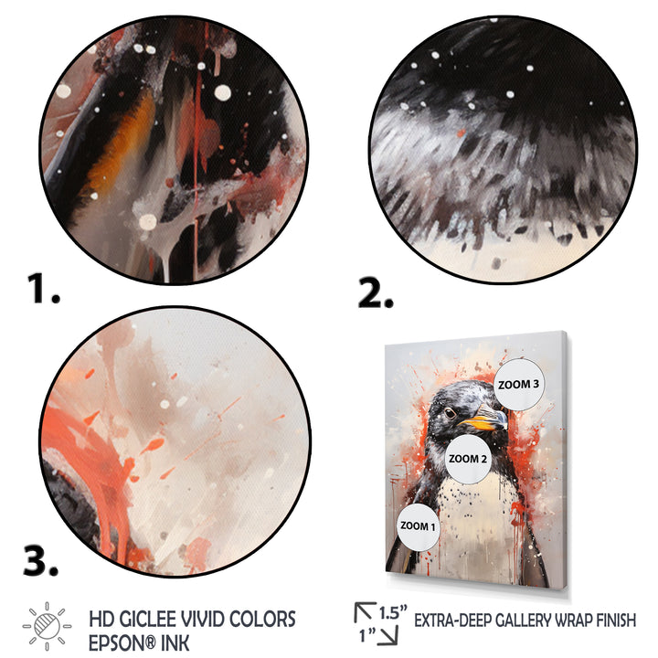 Cream Penguin Drips Portrait - Cream Penguin Wall Art