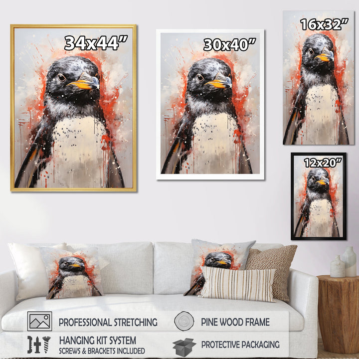 Cream Penguin Drips Portrait - Cream Penguin Wall Art
