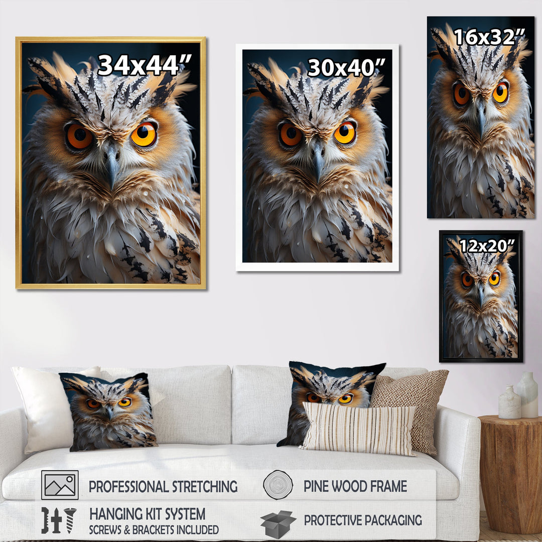 White Yellow Animal Owl - Owl Bedroom Wall Art