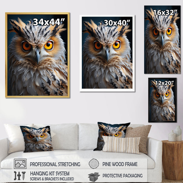 White Yellow Animal Owl - Owl Bedroom Wall Art