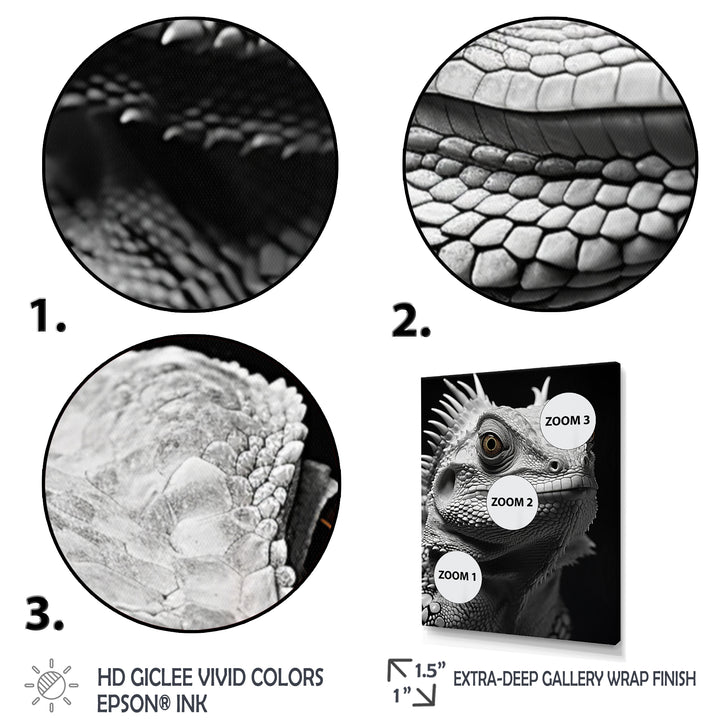 Grey Reptile Amphibian Portrait - Gray Reptile Wall Art