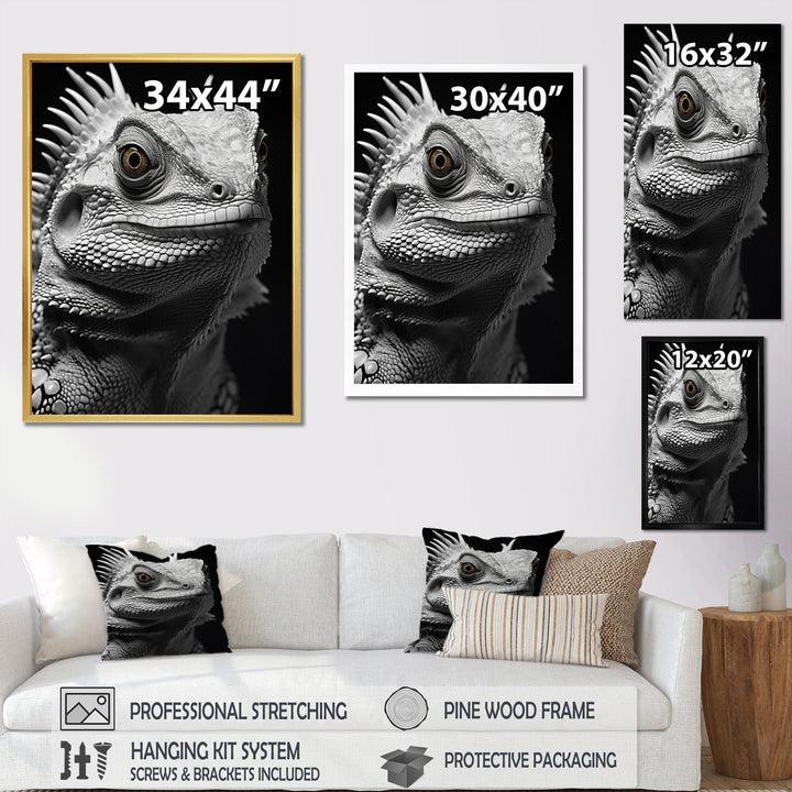 Grey Reptile Amphibian Portrait - Gray Reptile Wall Art