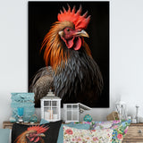 Black Rooster Portrait - Rooster Large Canvas Wall Art