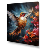 Teal Orange Animal Ruby Hummingbird Drips - Hummingbird Home Decor Art