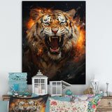 Brown Tiger Roaring Portrait - Tiger Canvas Wall Art
