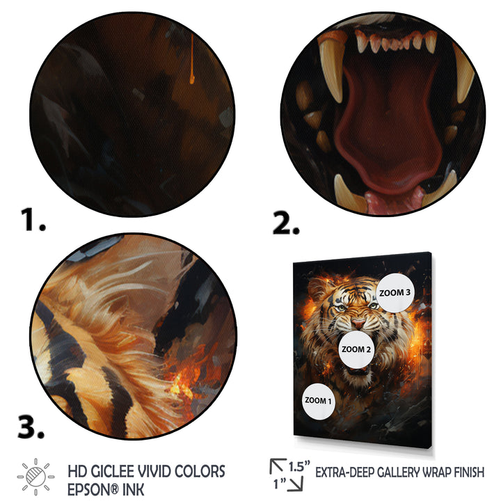 Brown Tiger Roaring Portrait - Tiger Canvas Wall Art