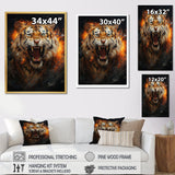 Brown Tiger Roaring Portrait - Tiger Canvas Wall Art
