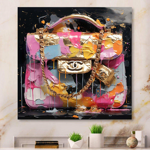 Fashion Bag Couture Pink Gold - Fashion Canvas Wall Art