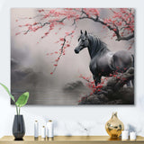 Asian Art Horse Grey I - Animals Canvas Wall Art