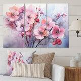 Asian Art Pansies Flowers IV - Canvas Multipanels Set of 3