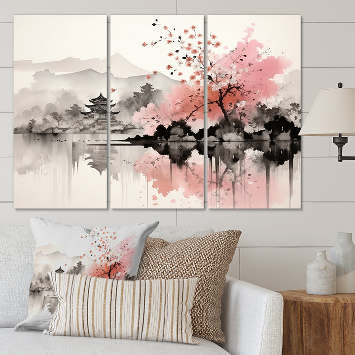Asian Art Sumi Lake III - Multi-Panels