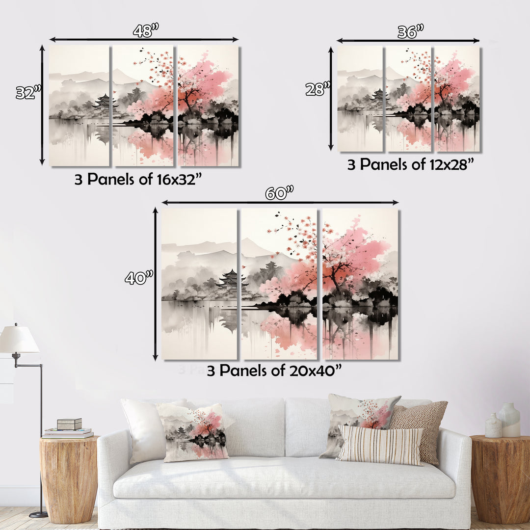 Asian Art Sumi Lake III - Canvas Wall Art Sets