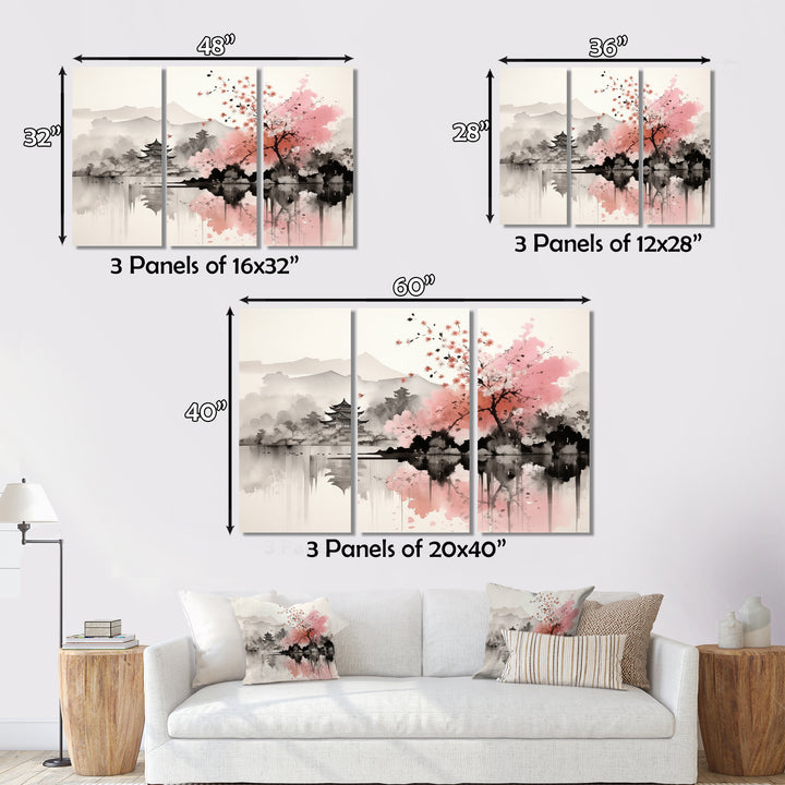 Asian Art Sumi Lake III - Canvas Wall Art Sets