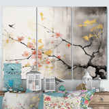 Asian Art Sumi Blossom I - 3-Piece Canvas Wall Art