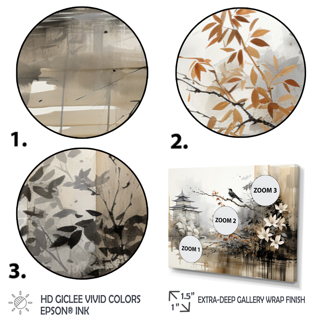 Asian Art Sumi Bird Serenity I - Multi-Panels