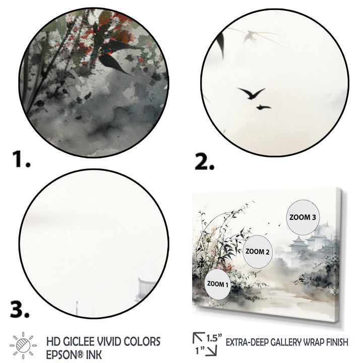 Asian Art Sumi Bird Serenity XIII - Multi-Panels