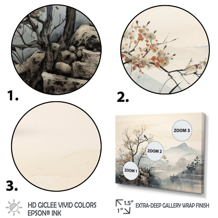 Asian Art Sumi Bird Serenity XVI - People Canvas Wall Art