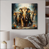 Asian Art Thai Elephants X - People Canvas Wall Art